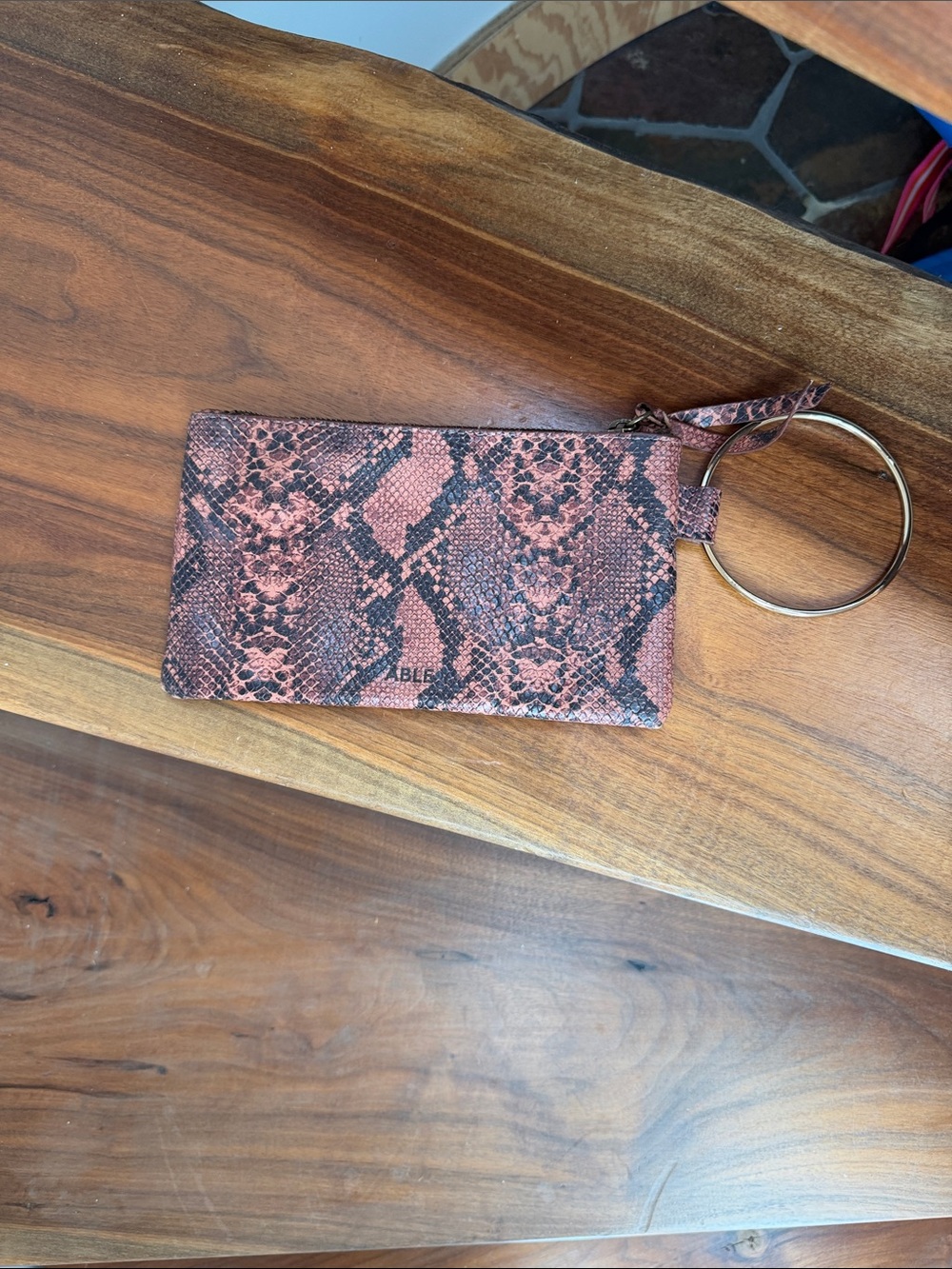 Able Coral Snake-Print Wristlet Pouch with Gold Ring
